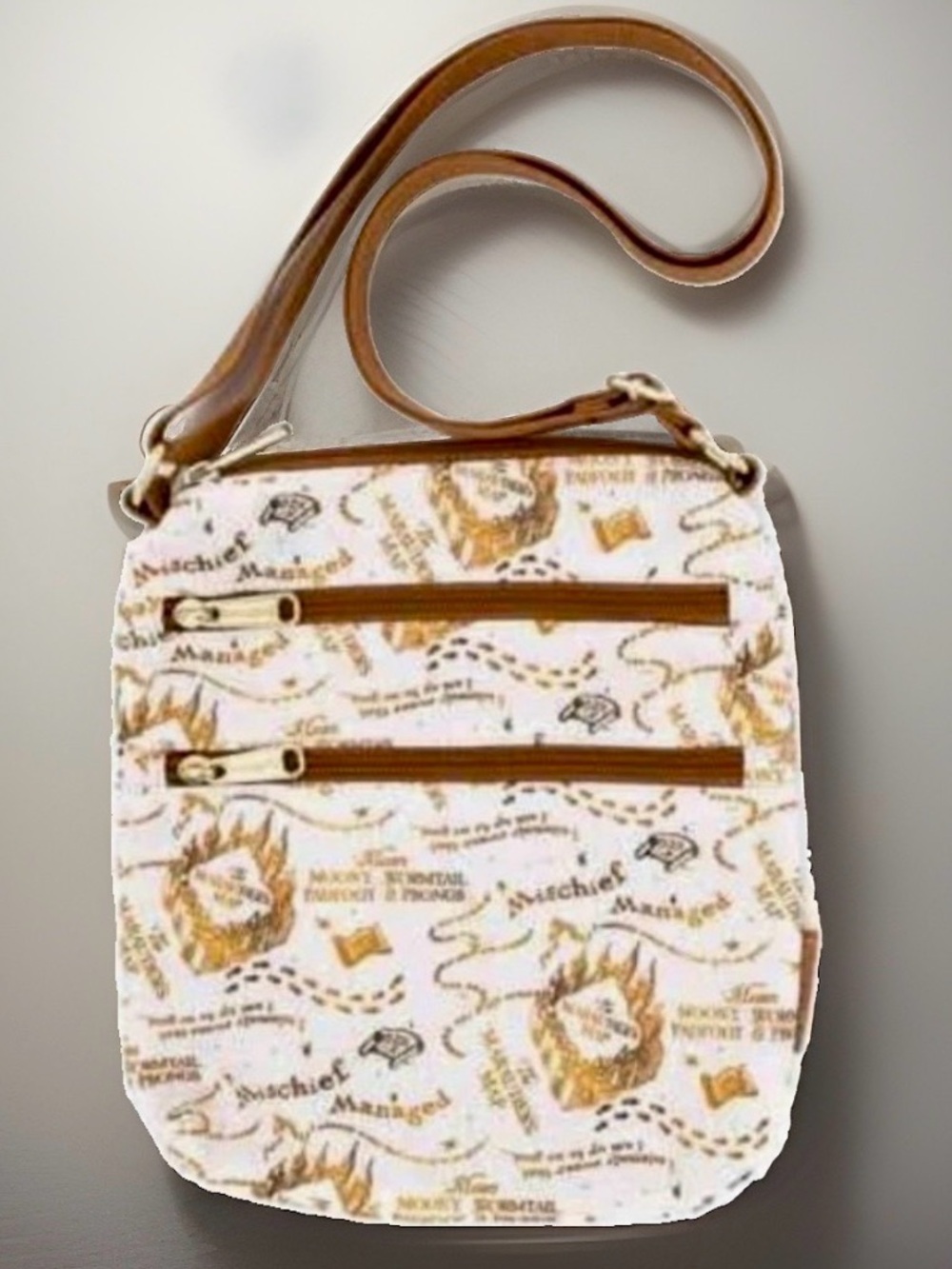 NWOT Loungefly HARRY POTTER Marauder's Map Triple Zip Cloth Crossbody Bag